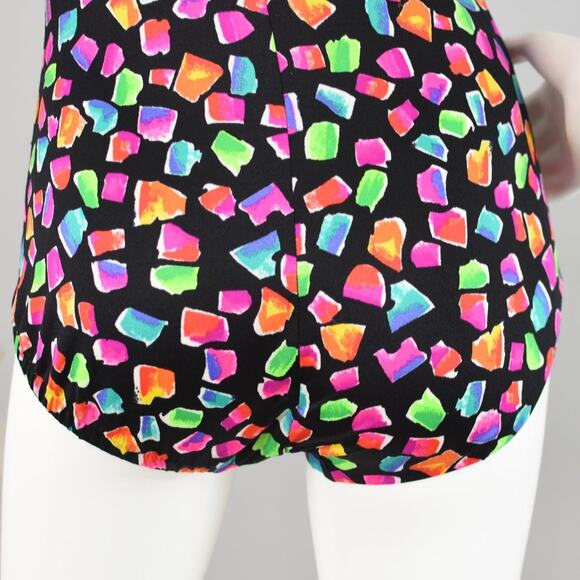 80s Maxine of Hollywood Black and Pink Retro Print Swimsuit - Picture 7 of 16